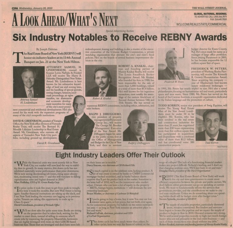 Six Industry Notables to Receive REBNY Awards