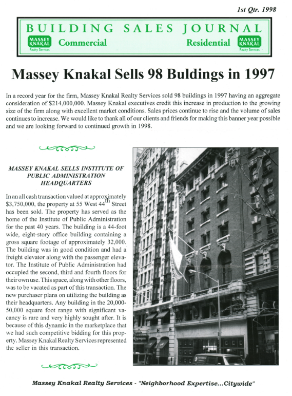 1st qtr 1998 Building Sales Journal