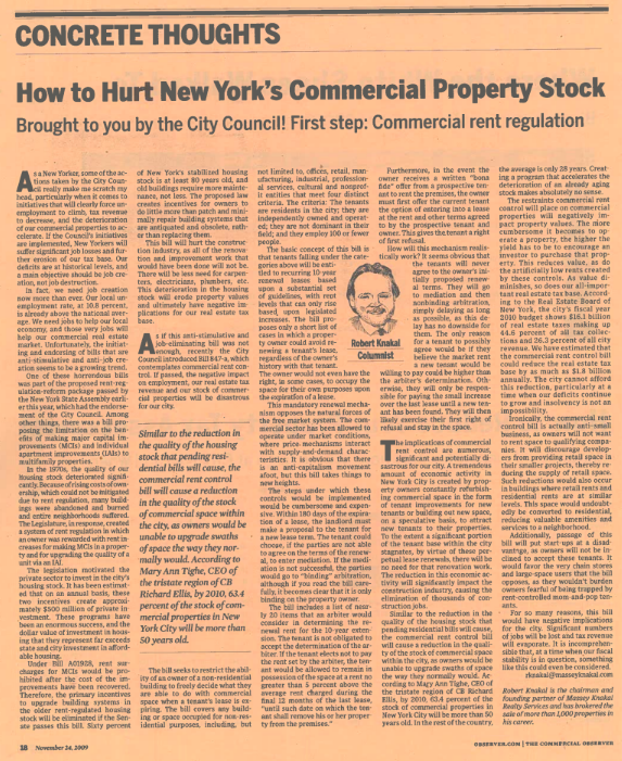 How to Hurt New Yorks Commercial Property Stock
