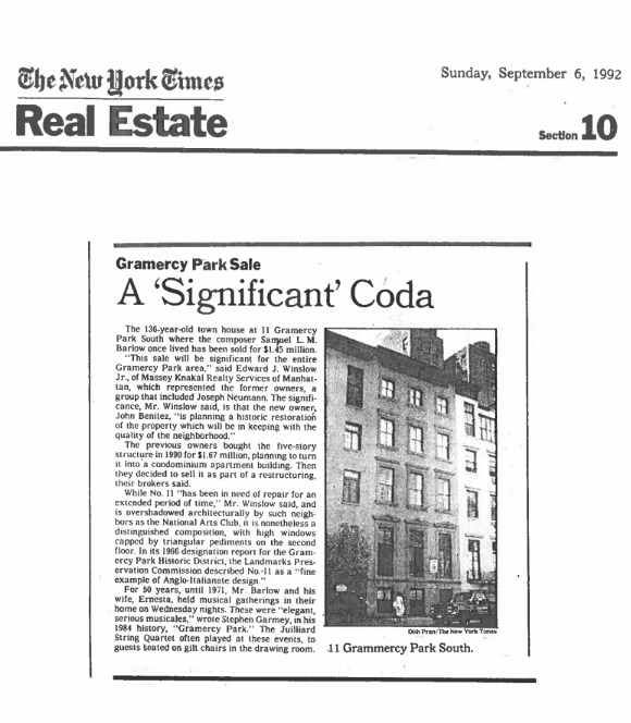 new york times real estate sept 1992