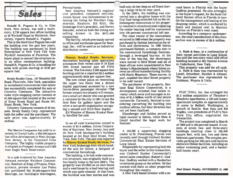 real estate weekly november 1989 1 1