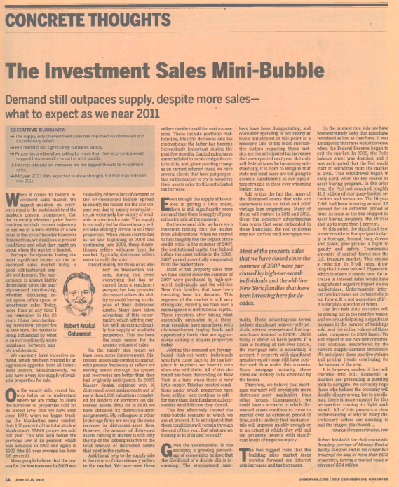 the investment sales mini bubble