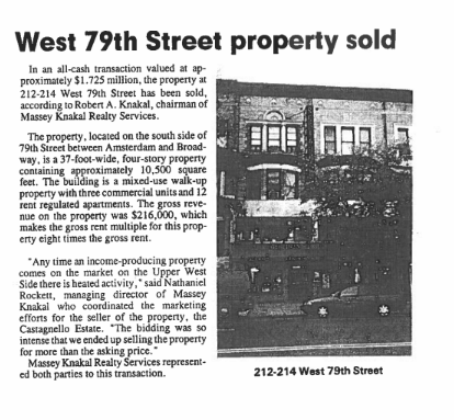 west 79th street property sold