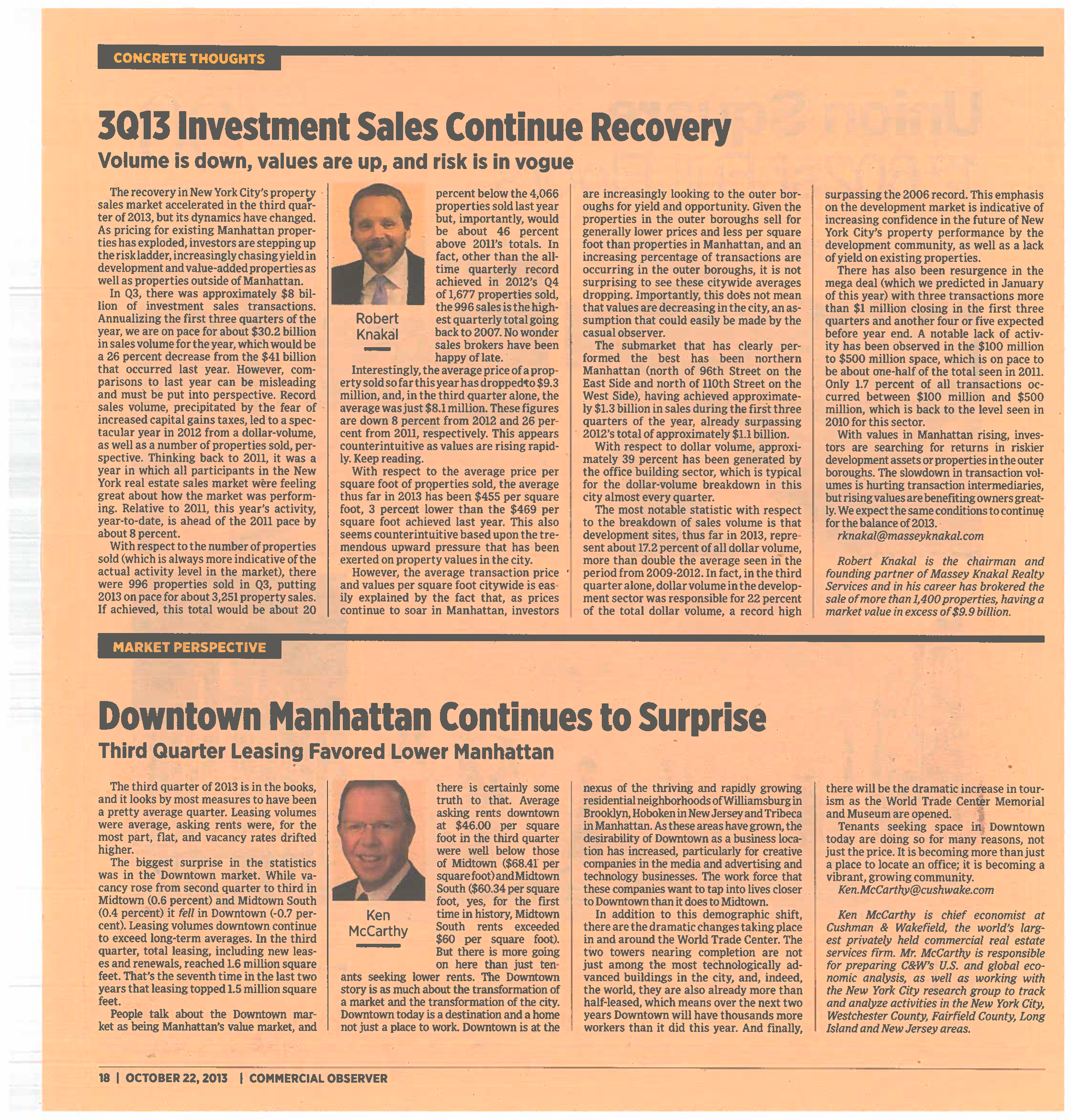 Concrete Thoughts - 3Q13 Investment Sales Continue Recovery - Oct 22 2013