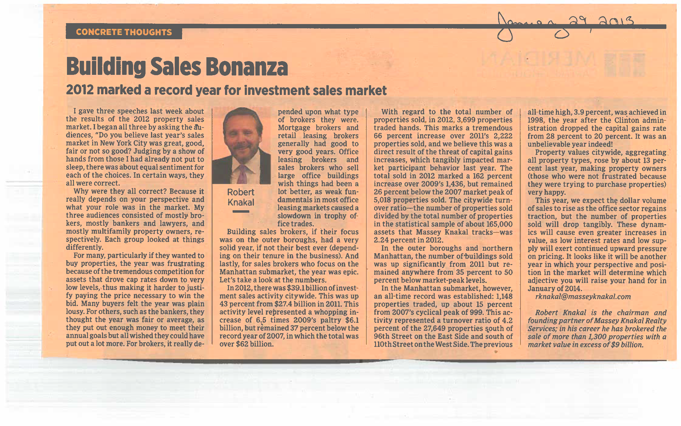 Concrete Thoughts - Building Sales Bonanza - Jan 29 2013