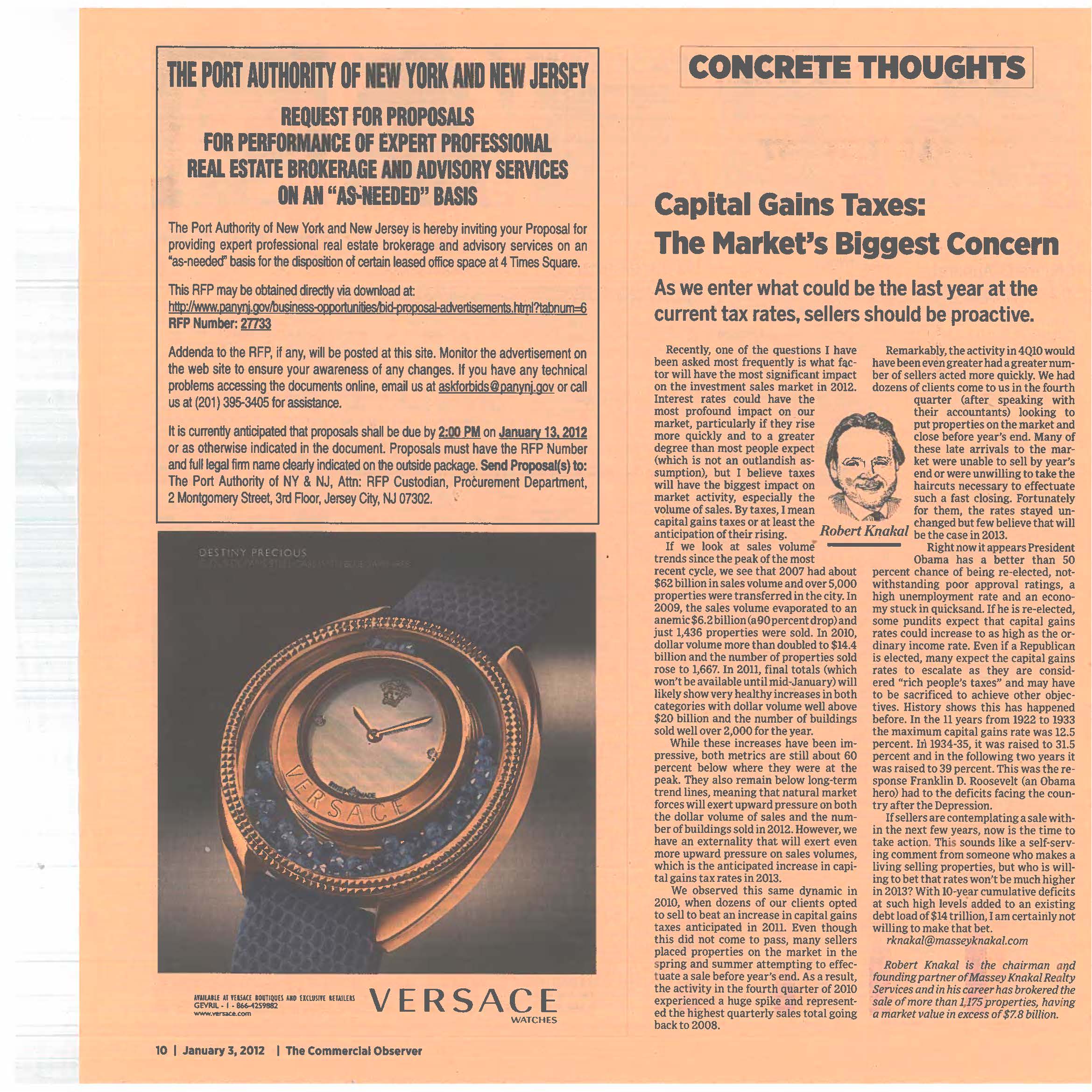 Concrete Thoughts - Capital Gains Taxes - The Market_s Biggest Concern - Jan 1 2012 Full page