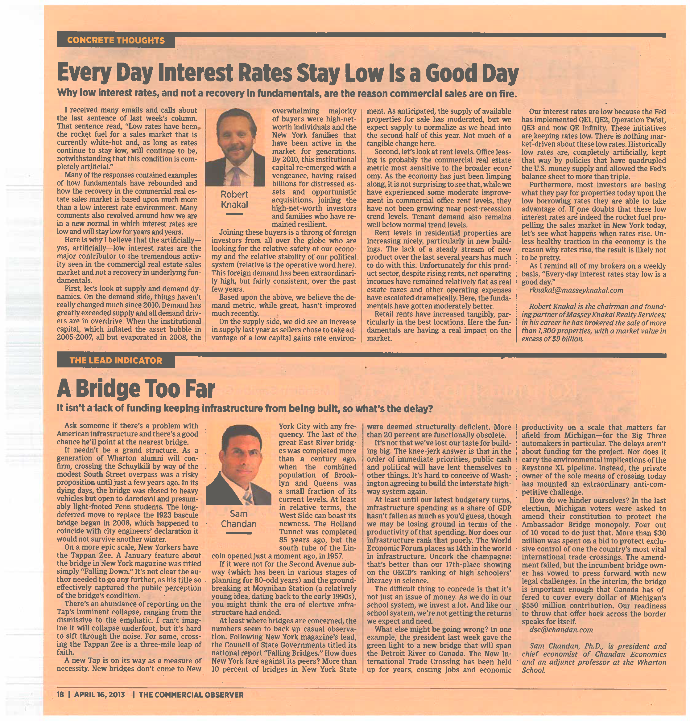 Concrete Thoughts - Every Day Interest Rates Stay Low Is a Good Day - April 16 2013