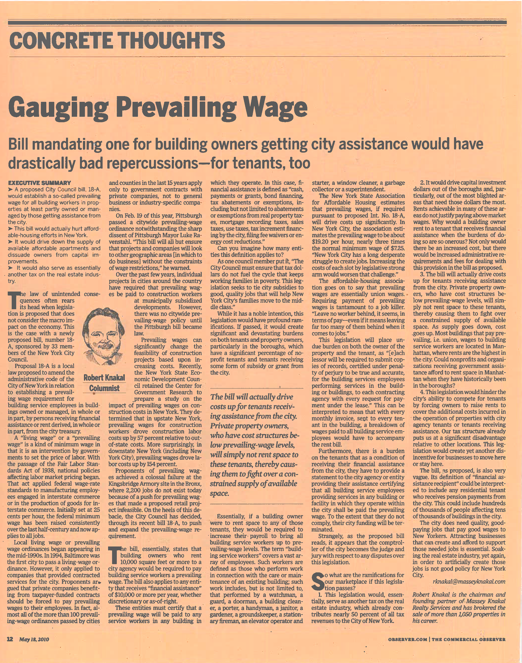 Concrete Thoughts - Gauging Prevailing Wage - May 18 2010