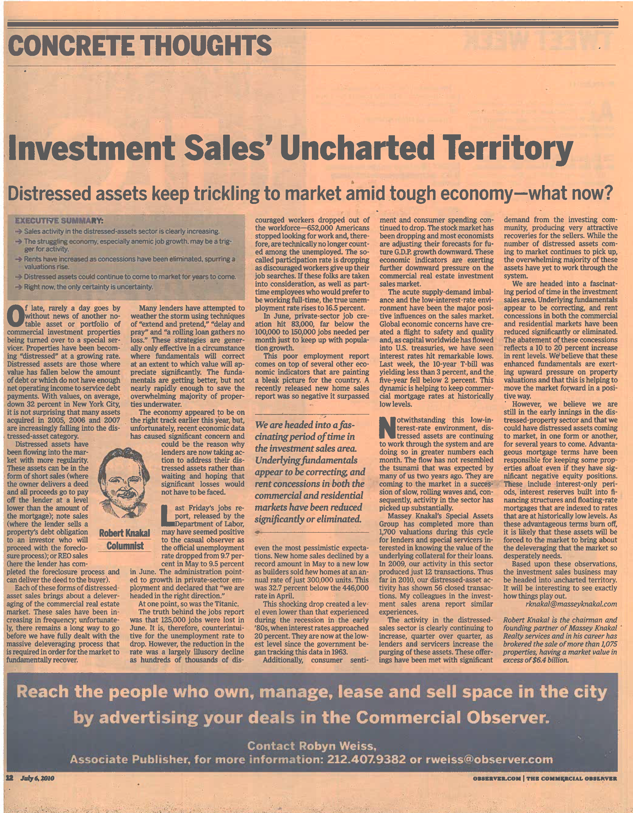 Concrete Thoughts - Investment Sales_ Uncharted Territory - July 6 2010