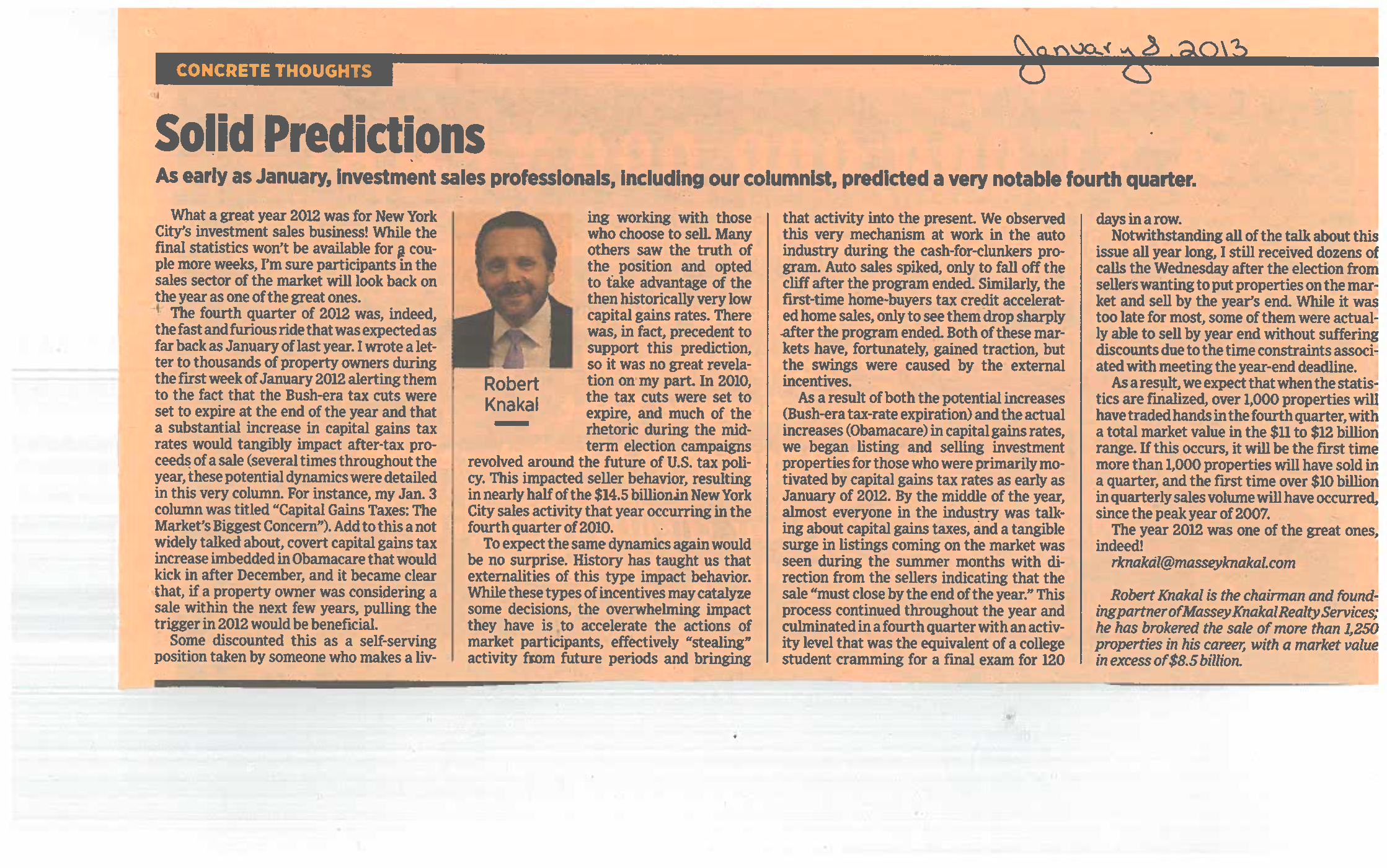 Concrete Thoughts - Solid Predictions - Jan 8 2013