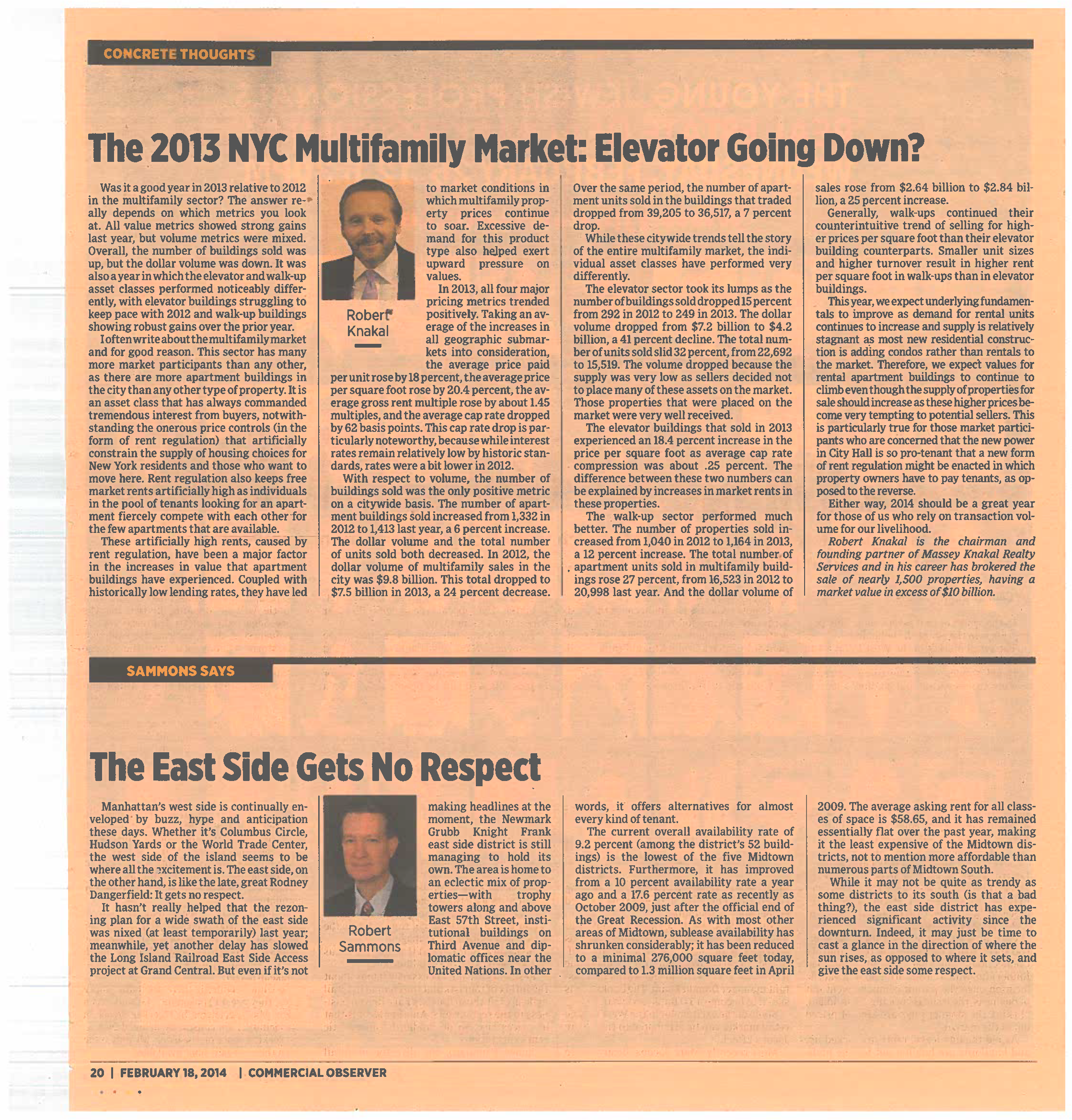 Concrete Thoughts - The 2013 NYC Multifamily Market - Elevator Going Down - Feb 18 2014