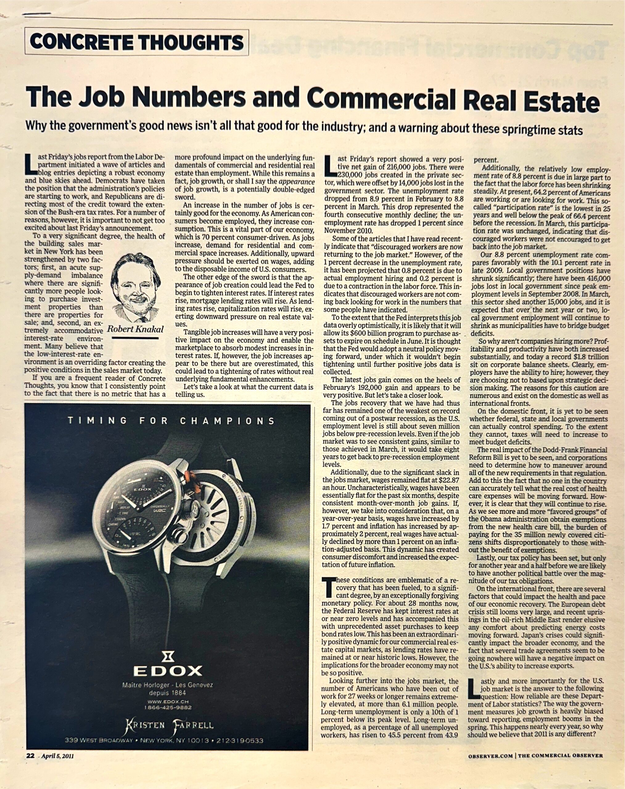 4-5 The Job Numbers and Commercial Real Estate - April 5 2011