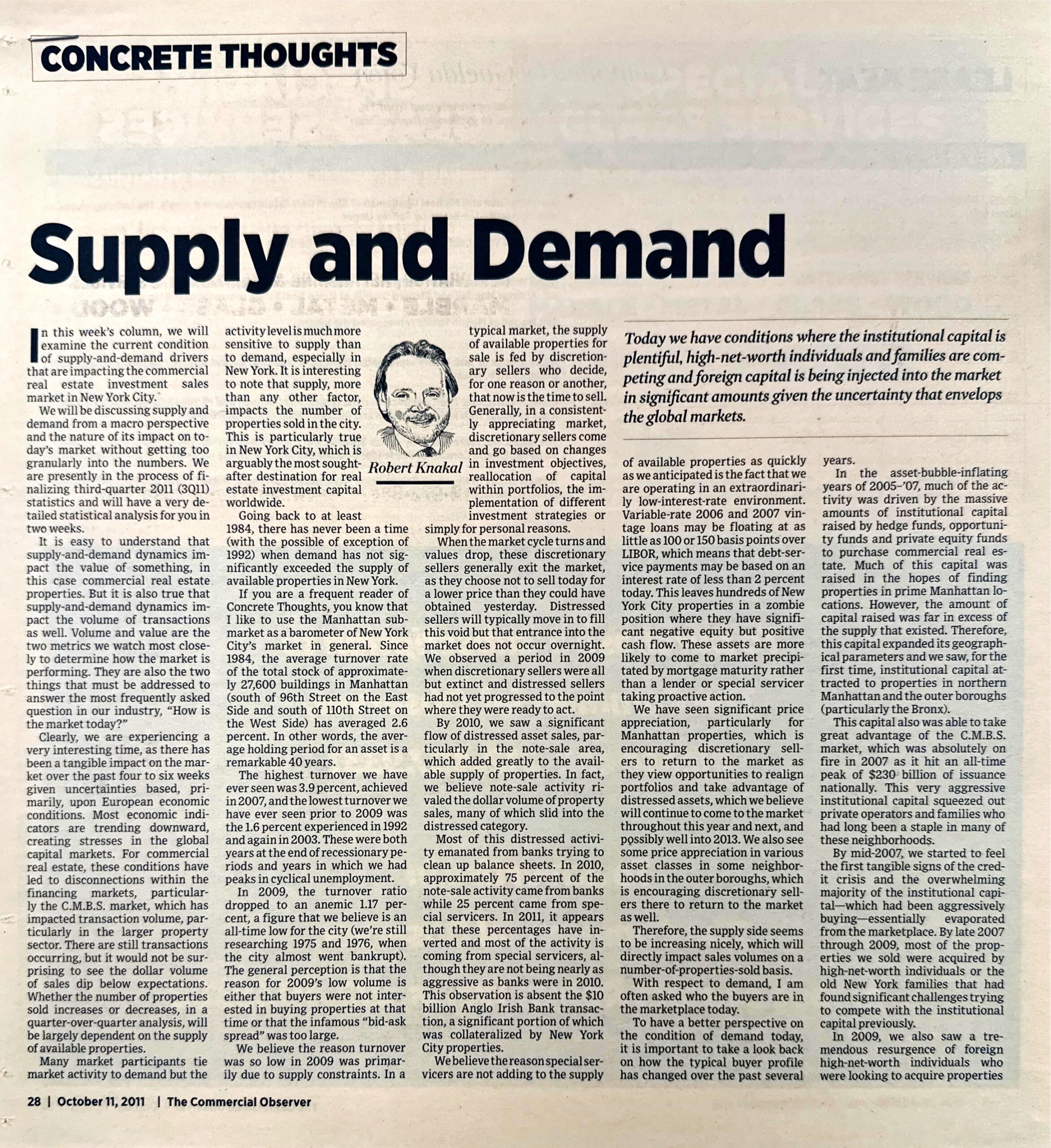 Concrete Thoughts - Supply and Demand - Oct 11 2011