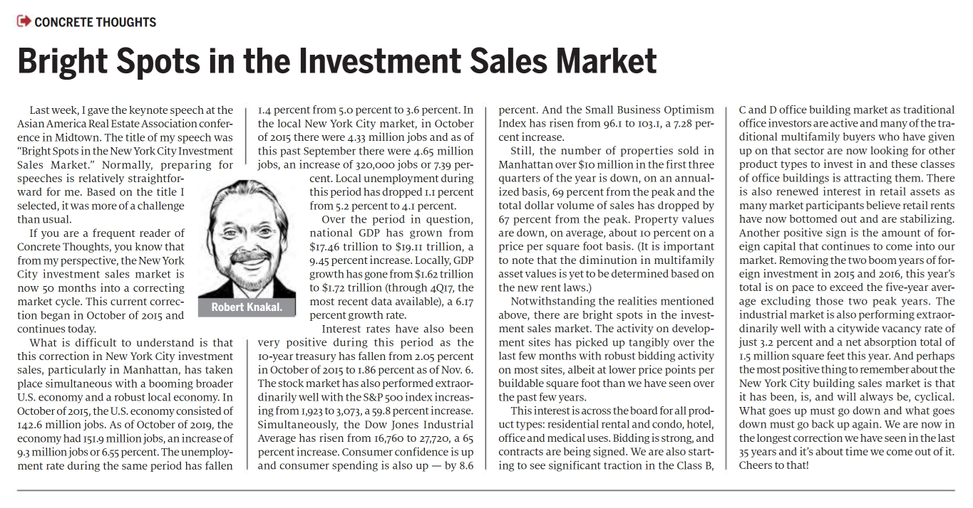 Bright Spots in the Investment Sales Market - November 11,2019
