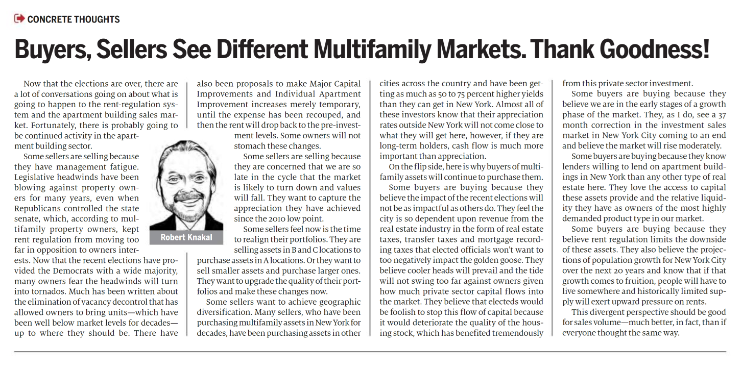 Buyers, Sellers See Different Multifamily Markets. Thank Goodness - November 13,2018