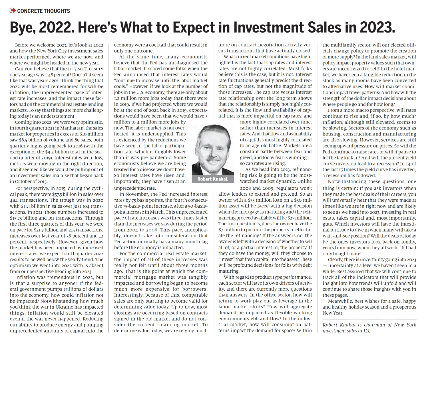 Bye, 2022. Here_s What to Expect in Investment Sales in 2023 - December 13,2022