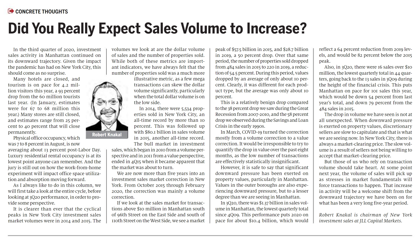 Did You Really Expect Sales Volume to Increase - October 27,2020
