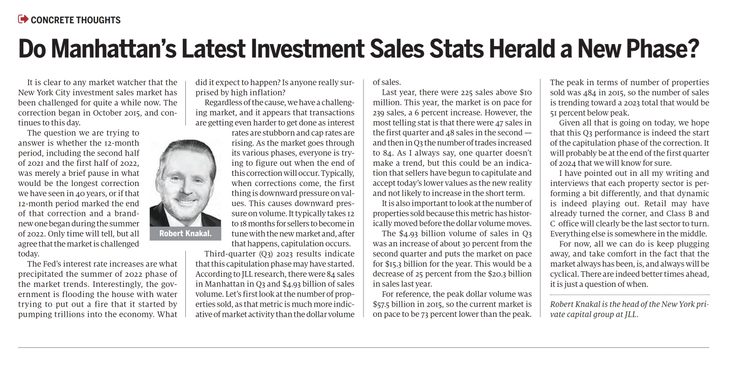 Do Manhattan_s Latest Investment Sales Stats Herald a New Phase -November 14,2023