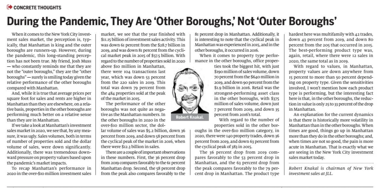 During the Pandemic, They Are ‘Other Boroughs,’ Not ‘Outer Boroughs’ - March 9,2021