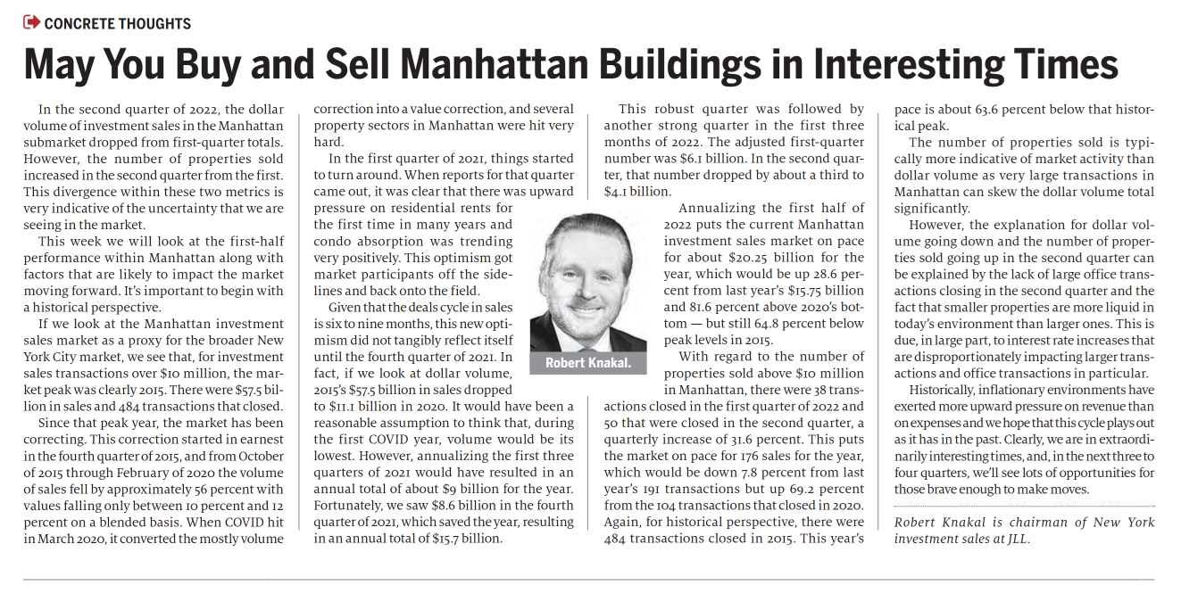 May You Buy and Sell Manhattan Buildings in Interesting Times - July 19,2022