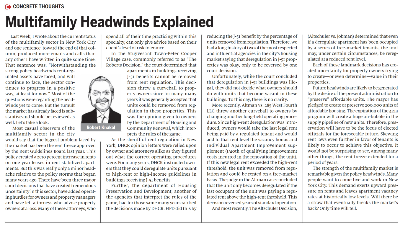 Multifamily Headwinds Explained - March 9,2016