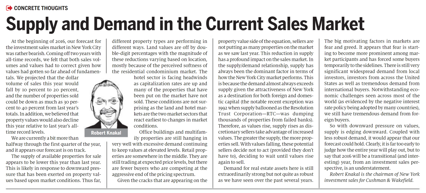 Supply and Demand in the Current Sales Market - February 24,2016