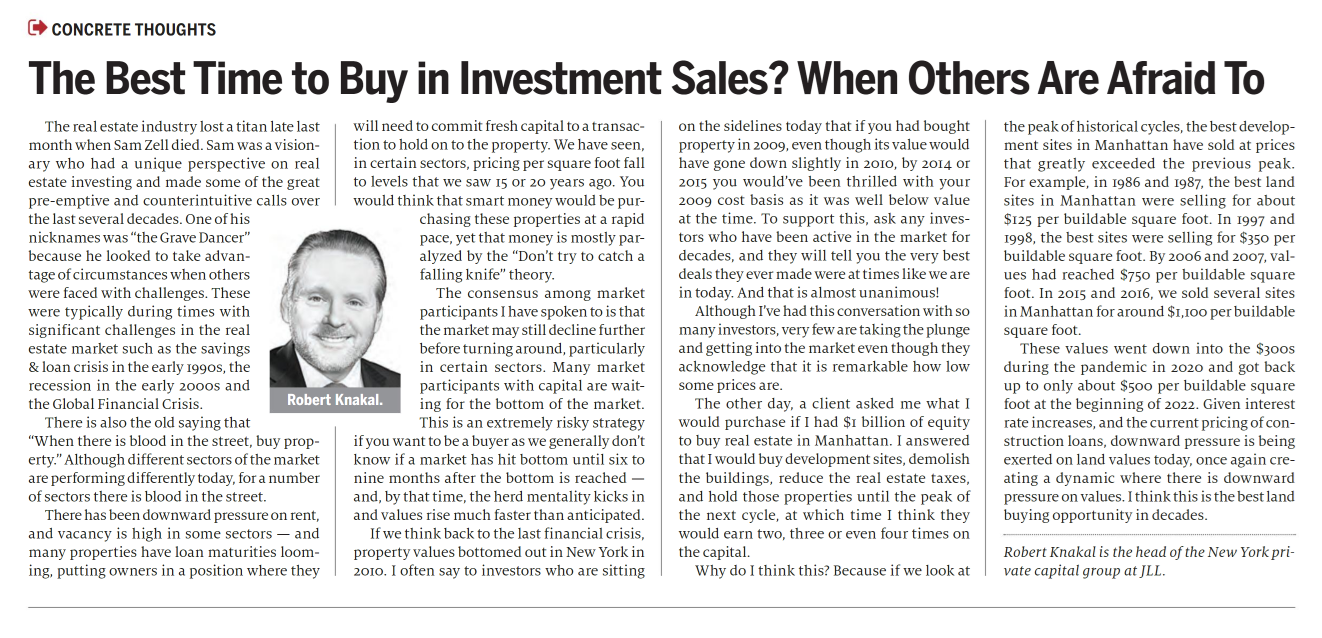 The Best Time to Buy in Investment Sales When Others Are Afraid To - June 6,2023