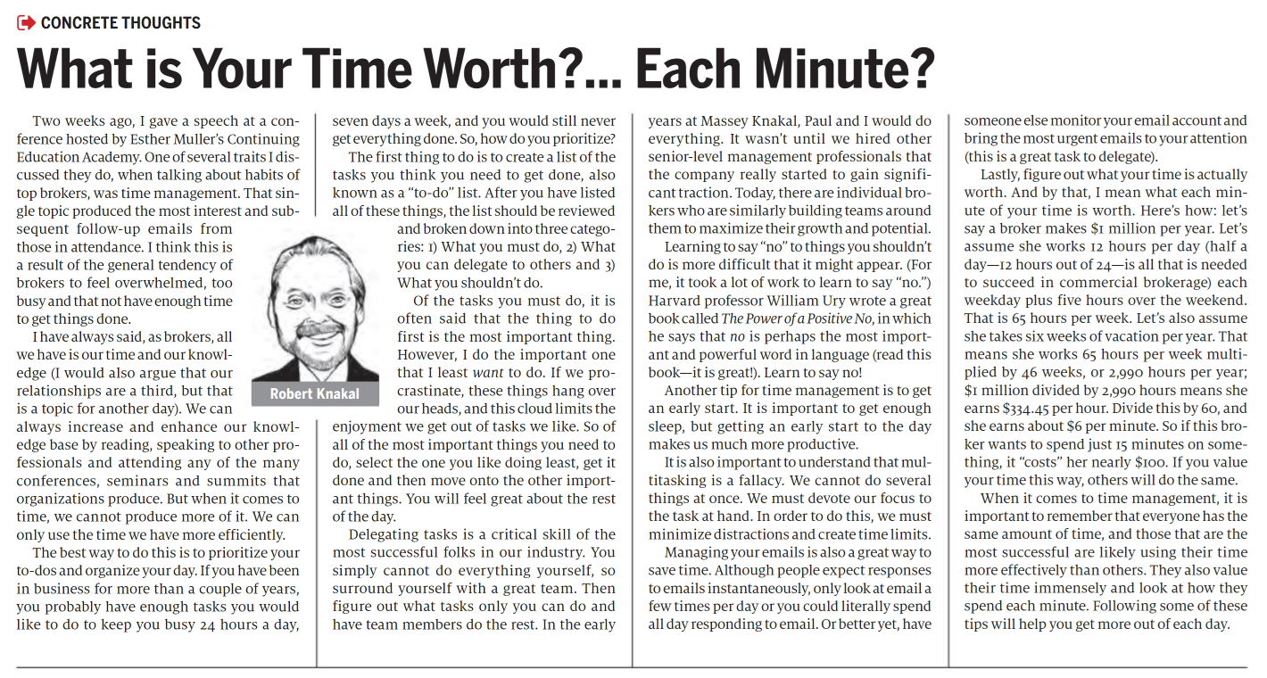 What Is Your Time Worth... Each Minute - June 8,2016