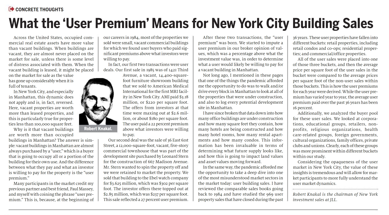 What the ‘User Premium’ Means for New York City Building Sales - February 23,2021