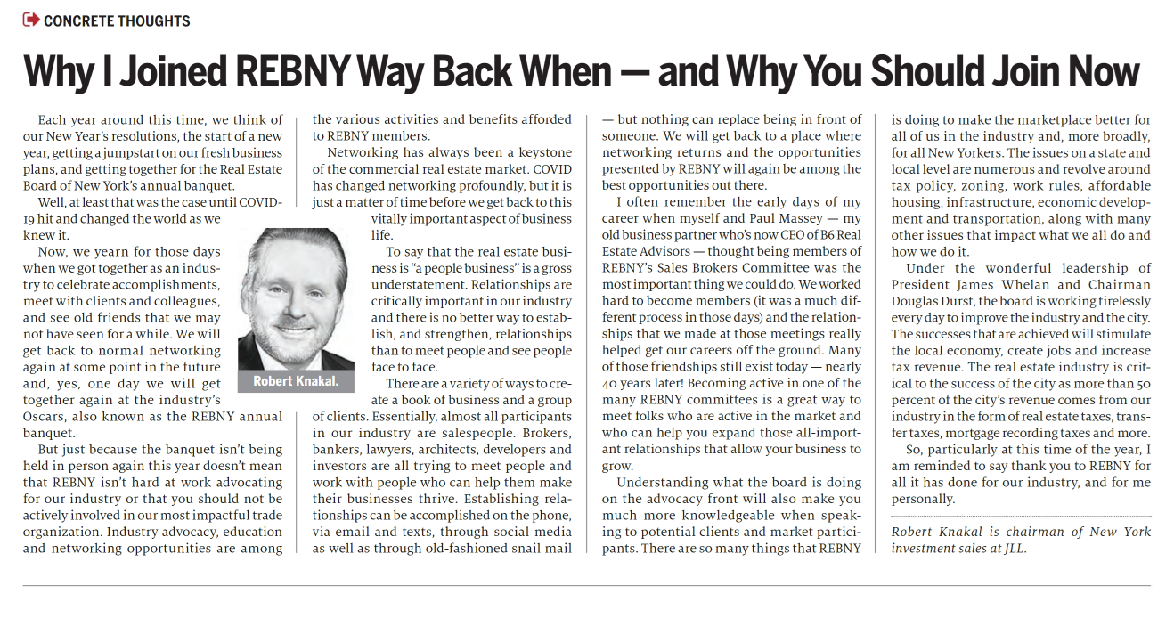 Why I Joined REBNY Way Back When — and Why You Should Join Now - January 25,2022