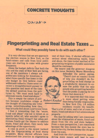 Fingerprinting and Real Estate Taxes