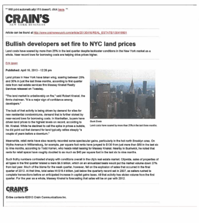 bullish developers set fire to nyc land prices
