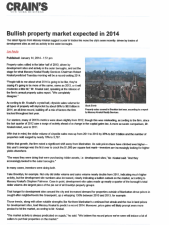 bullish property market expected in 2014