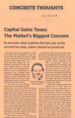 capital gains taxes the markets biggest concern