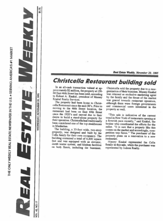 christcella restaurant building sold
