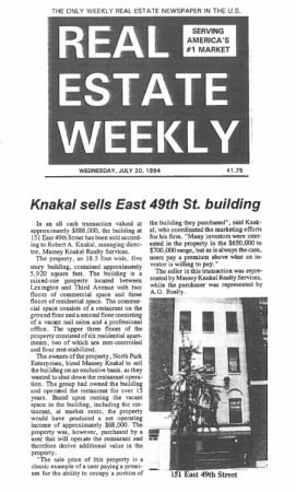 knakal sells east 49th st building