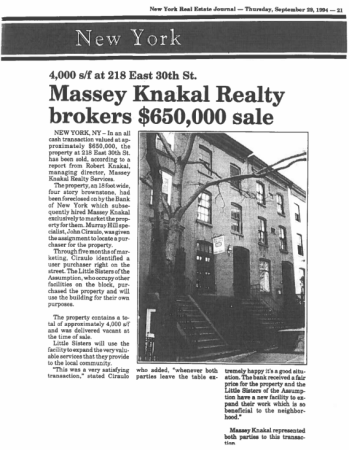 massey knakal brokers 650000 sale 218 east 30th st