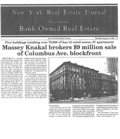 massey knakal brokers 9 million sale columbus ave blockfront