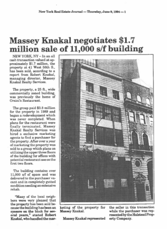 massey knakal negotiates 1.7 million sale of 11000 sf building