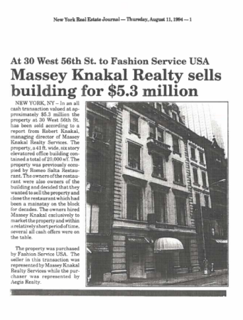 massey knakal realty sells building for 5.3 million 30 west 56th st