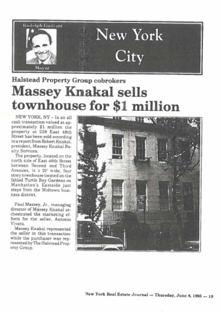 massey knakal sells townhouse for 1mil