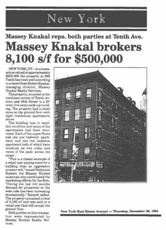 new york real estate journal december 1994 massey knakal brokers 8100 sf tenth avenue