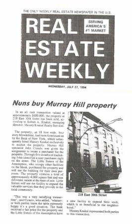 nuns buy murray hill property