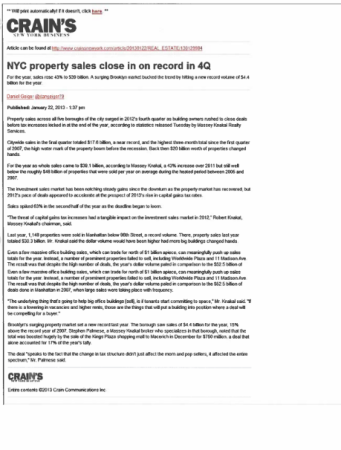 nyc property sales close in on record in 4q