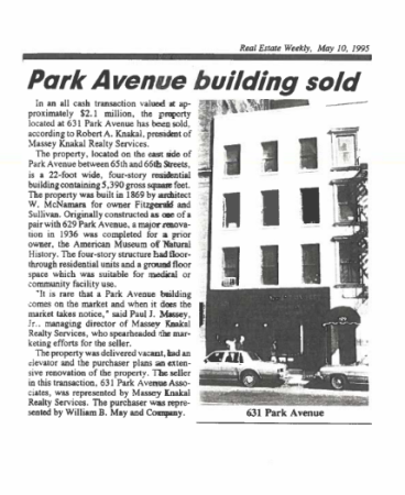 park avenue building sold