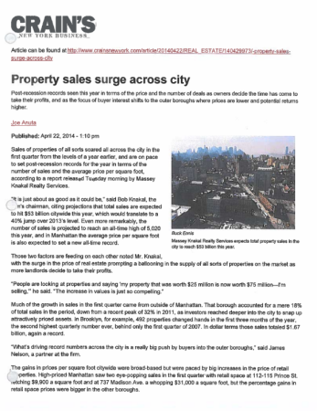 property sales surge across city