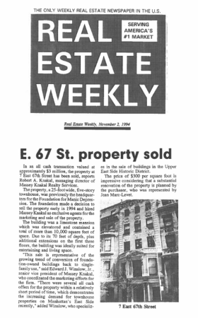 real estate weekly e 67 st property sold