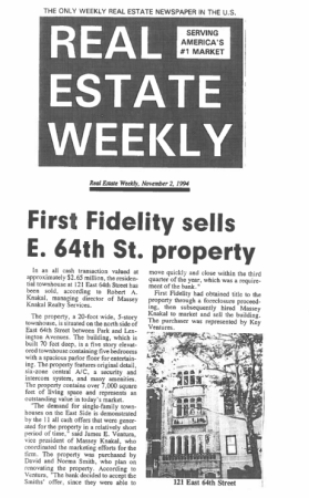 real estate weekly first fidelity sells e 64th st property