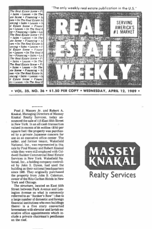 real estate weekly massey knakal realty services april 1989