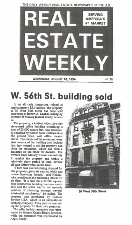 real estate weekly w 56th st building sold